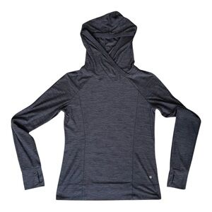 Women's Heathered Navy Blue Hooded Pullover Top 18.5” PTP